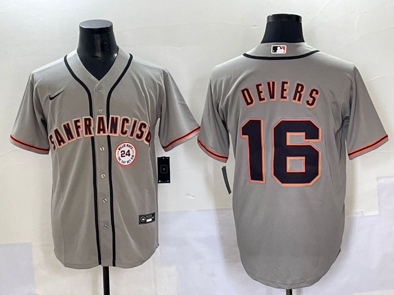 Men 2025 San Francisco Giants 16 Devers Grey Game Nike MLB Jersey style 47